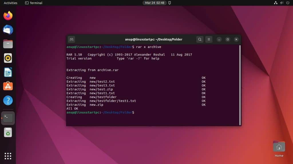 how to install rar file in ubuntu