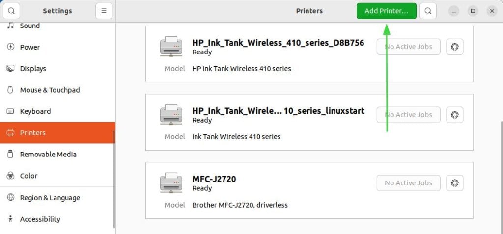 add network printer on linux ubuntu